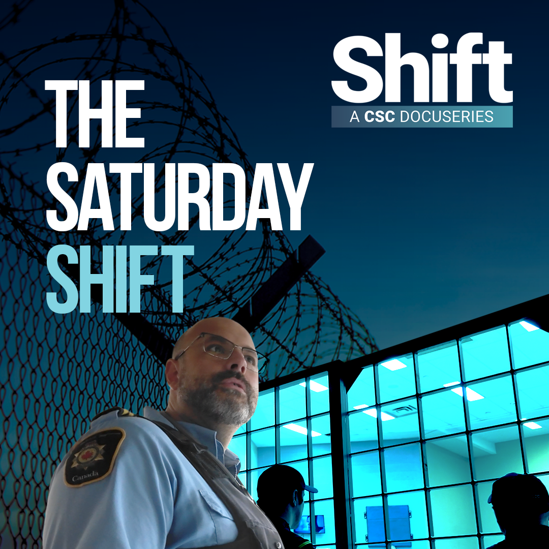 A graphic with a dark silhouette of a barbed-wire fence against a blue-green sky. Large white text: “Shift” and below it the text: “A CSC Docuseries.” 