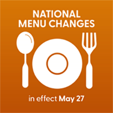 National Menu changes in effect May 27