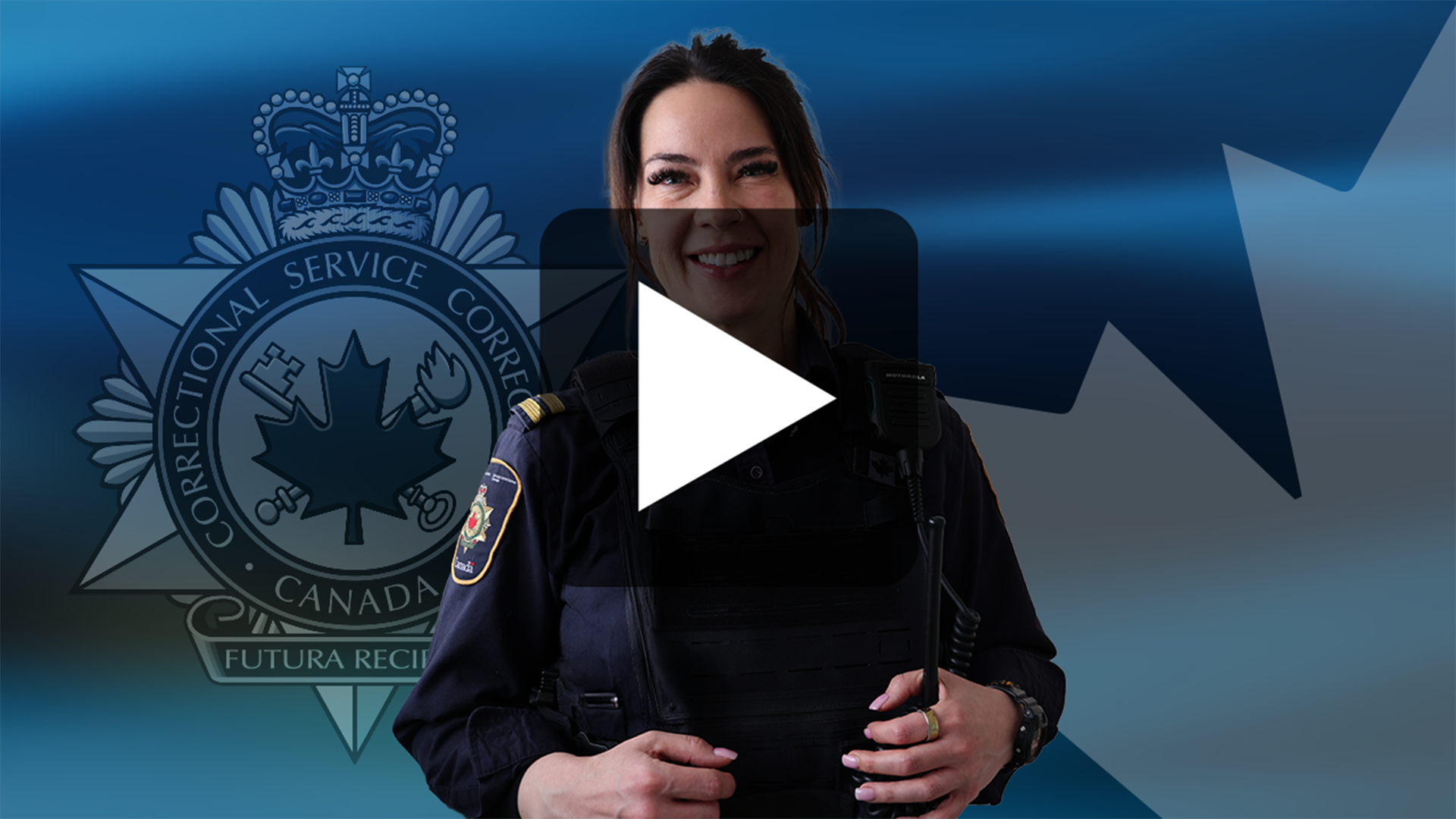 A dark blue graphic with a CSC badge and a Canadian maple leaf in the background. There is a photo of Reanne.