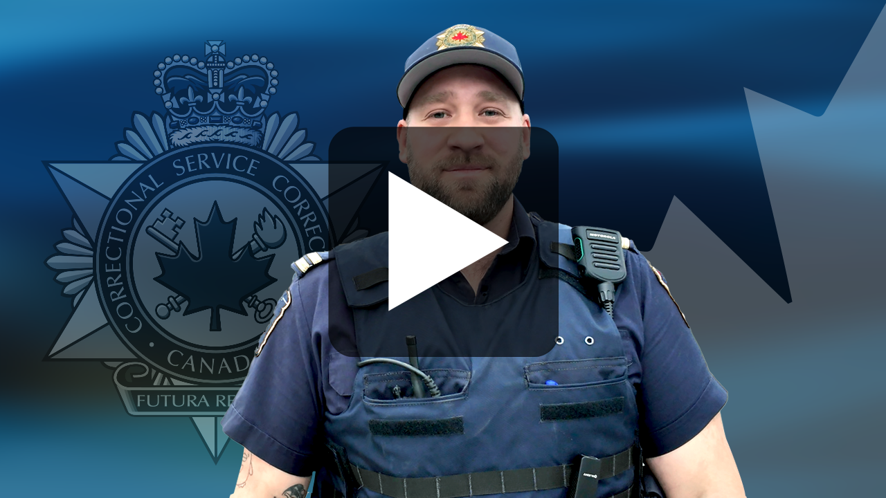 Dark blue graphic with CSC badge in the background and Canada maple leaf and photo of Coleton.