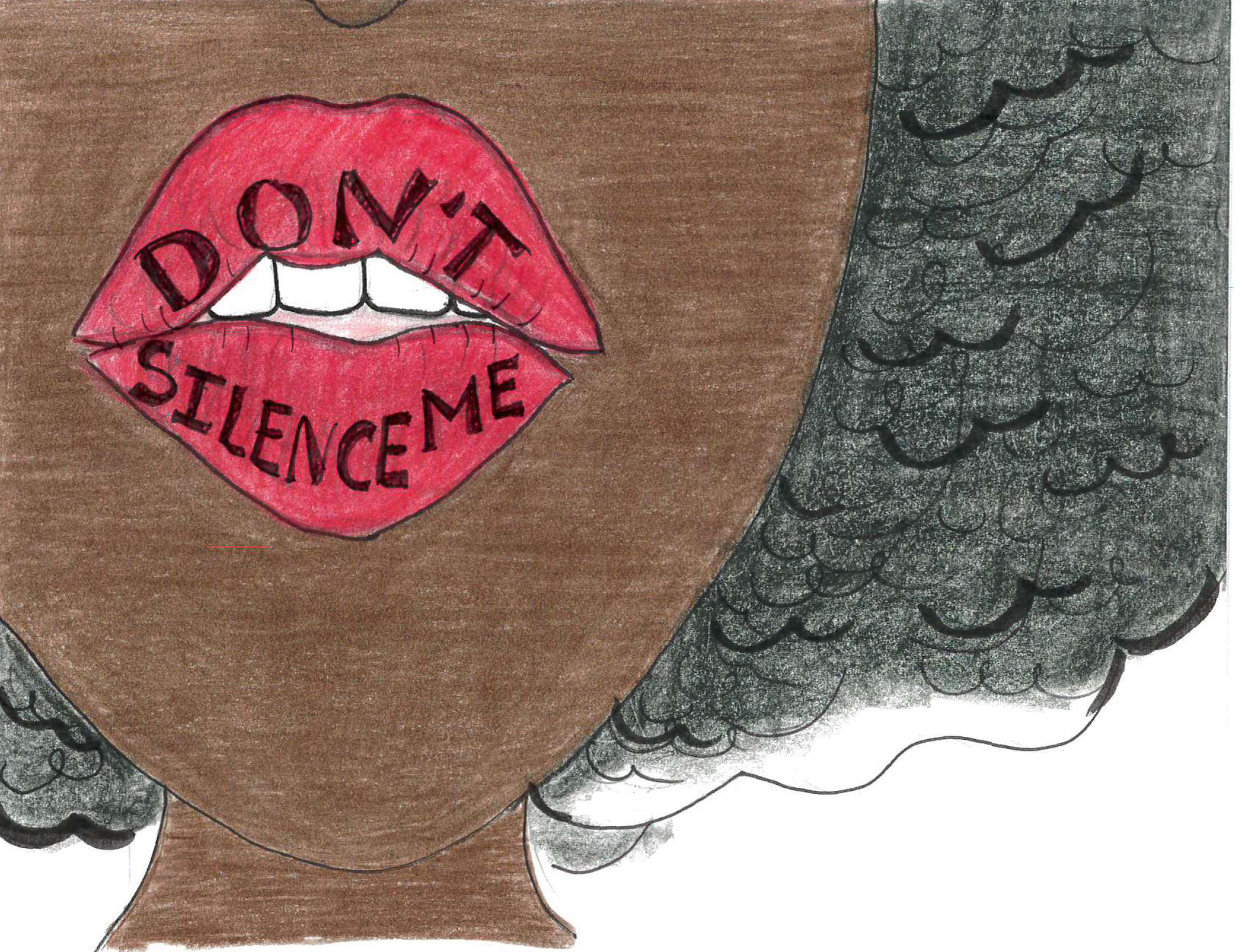 a large pair of Lips with the words ‘Don’t Silence Me’ written on them
