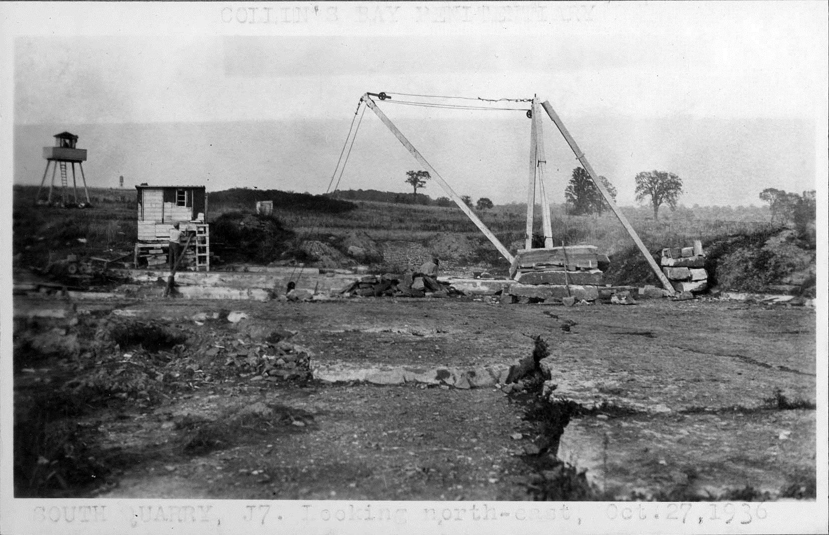 A historical image of a Old Collins Bay Quarry, 1936.
