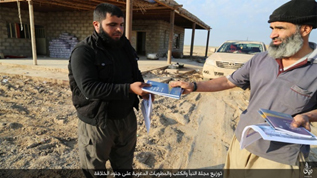 Figure 5: "Distributing al-Naba' and da'wa books and pamphlets to soldiers of the caliphate", Diyala Province Media Office, 3 December 2015. 