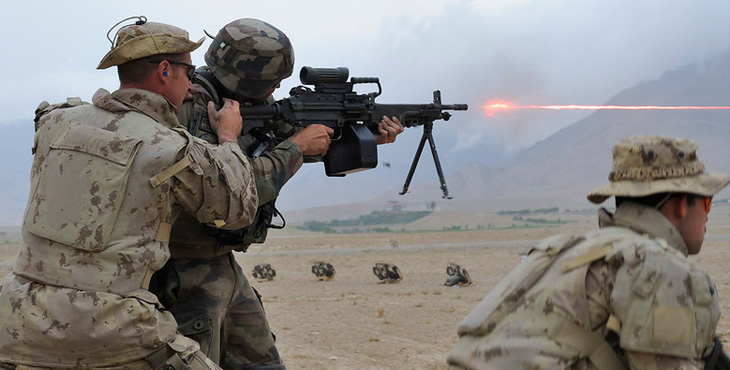 military personnel firing a rifle