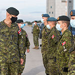 General Eyre reviews the honor guard of 2 Wing and 3 Wing at CFB Bagotville. Photo by MCpl Steeve Picard, September 9, 2021, CFB Bagotville.