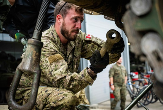 Soldier making repairs