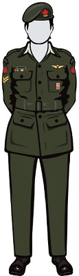 Army uniform – C3B uniform with shirt and tie is replaced by crewneck sweater