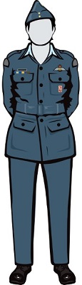 Air uniform – C3A uniform with shirt collar is brought above jacket collar