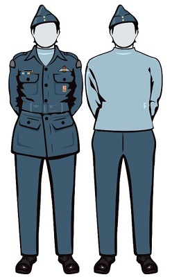 Air uniform – C3 uniform with shirt collar is brought above jacket collar, jacket optional