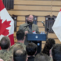 CFINTCOM Team Leader Remi Trueman speaking about the National Defence Workplace Charity Campaign.