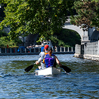 VCDS Aces of the Base team featuring Col Jeff Toope, CWO Zac Norman and NDWCC Ashley Fletcher-Kyle on their way to the finish line.