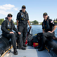 Our dedicated HMCS rescue team from on standby for the canoe race.