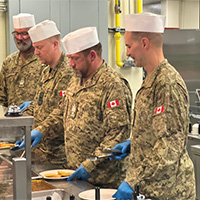 Annual CRPTC Kitchen's Pancake Breakfast Campaign on October 22nd, 2025, featuring WO Remi Thivierge, Maj Allan Rumas, CWO Zac Norman, and Col Jeff Toope.