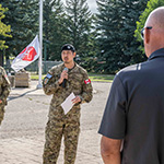 LCol Jack Nguyen addressing CFB Shilo to kick of the National Defence Workplace Charitable Campaign (NDWCC) by helping to raise awareness about charitable causes that are impacting their local community.