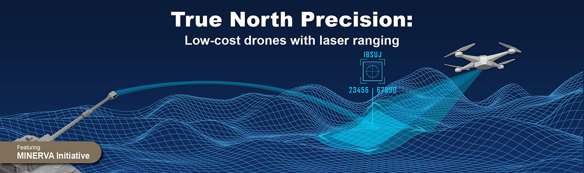 True north precision: Low cost drones with laser ranging - MINERVA initiative