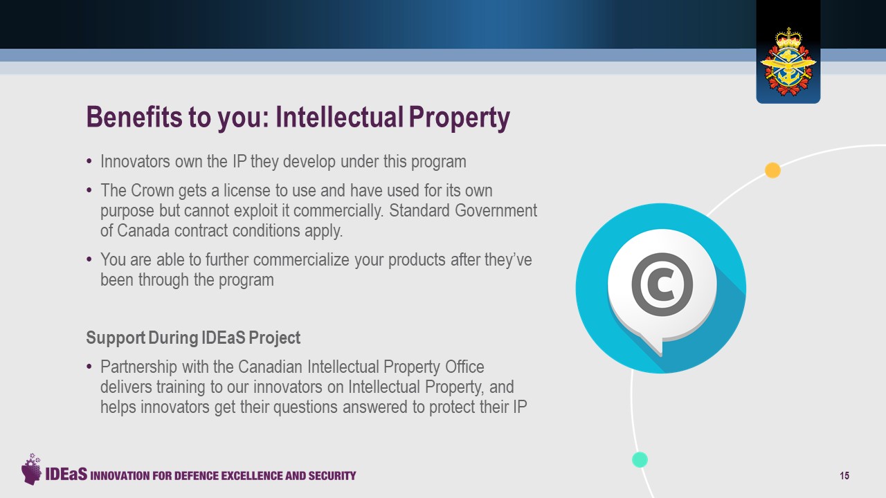 Benefits to you: Intellectual Property