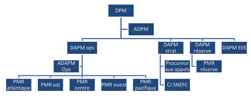 Organigramme du DPM. Sa description détaillée suit