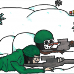 Serenity Stout (Age 12): A soldier is sharpening his skills on a  range to prepare to go on a mission.