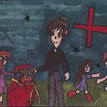 Emma Kendall (11): My uncle Matt is in the army. He feeds people who are hungry in third world countries. This is a picture of him helping people at Christmas.