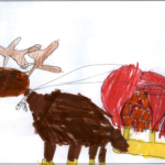 Genevieve O'Connell (7): This is a picture of Santa delivering canned food to the military people. Every year the military people donate food to the food bank at christmas time.