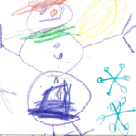 Kailynne (5 ans) : Un bonhomme de neige dans la neige.