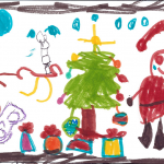 Makayla McCool (5): Santa Claus and his reindeer delivering presents to all the little boys and girls on Christmas eve.
