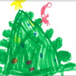 Vivian Carello (7 ans) : Un arbre de Noël, un lutin et le père Noël.