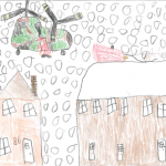 William Turcotte: Santa Claus’s sleigh crashed and one of its skis broke. All the reindeer fled. After that, members came by Chinook to help Santa Claus get to each and every house to deliver the gifts.