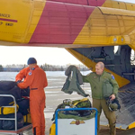 CAF members from the Royal Canadian Air Force make preparations for a CH-149 Cormorant and crew from 9 Wing Gander to deploy for #OpLENTUS in support to the Province of Newfoundland and Labrador following an unprecedented winter storm. Credit: 5th Canadian Division