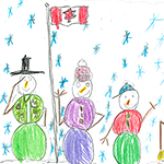 Hill Clarke (8) : Ma famille de bonhommes de neige Voici ma famille de bonhommes de neige Mon Papa ma maman Moi et mon Frère. Nous sommes abiyés commE des bonhommes de neige!