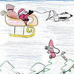 Echo Fraser (11) : Mon art s’inspire du travail de mon Papa. Ils les appellent « Les Bergers du Ciel ». Il aide à escorter le père Noël chaque année, comme il escorte les Jets chaque année. Joyeux Noël!