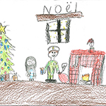 Florence Moreay (9): I drew a soldier coming to give me presents like Santa Claus.