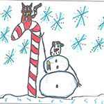 Anna Gallipeau (8): This is a soldier snowmen trying to save a Christmas cat. And showing that soldiers dont just fight in wars they do many other things like in this picture.