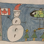 Iain McKenzie (9): The helicopter is going to put the carrot in the snowman for its nose. This relates to the army because the helicopters deliver stuff for the army and helps the soldiers.
