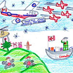 Josianne Henao Alcendra (7): Today I want to thank all the Canadian military for their help throut the country. From north to south, from east to west, and also to the military outside of Canada. With their effort and dedication, we feel safe. This is the reason for my drawing.