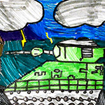 Nicolas Valle (8): A army tank defending the village from the bad guys so that everything is safe even if there is a tornado he only wated everyone to be safe.