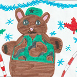 Sofia Brown (9): Army teddy Bear in a winter wonder land.