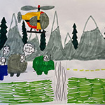 Zoé Leduc (9): This drawing represents the Canadian Forces providing help to the communities in British Columbia that are impacted by the floods.