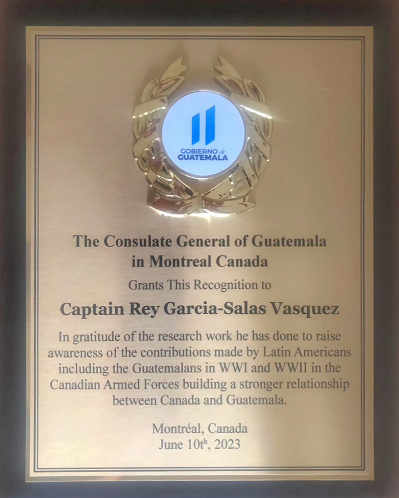 Plaque of recognition – Capt Rey Garcia-Salas