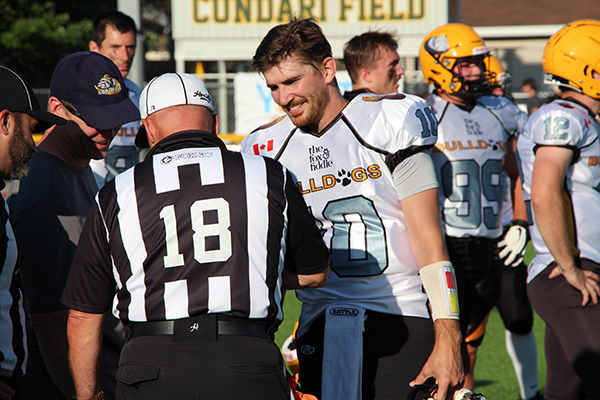 Starting quarterback for the North Bay Bulldogs Captain Jordan Heather