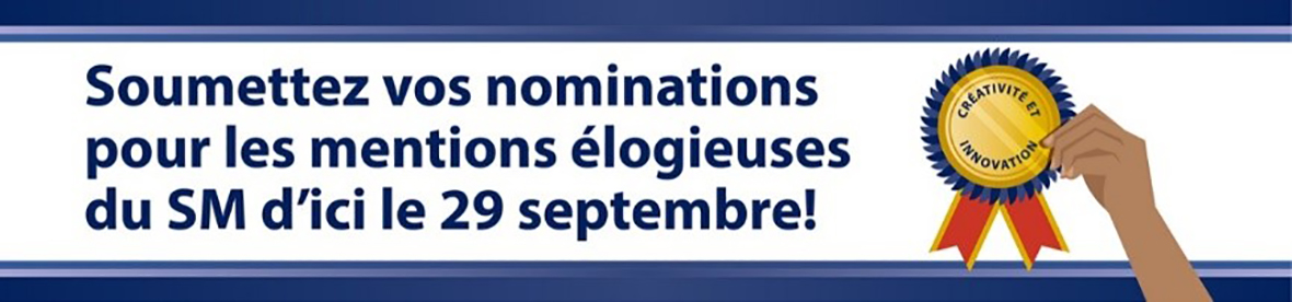 Mentions élogieuses du Sous-ministre, catégorie Créativité et innovation