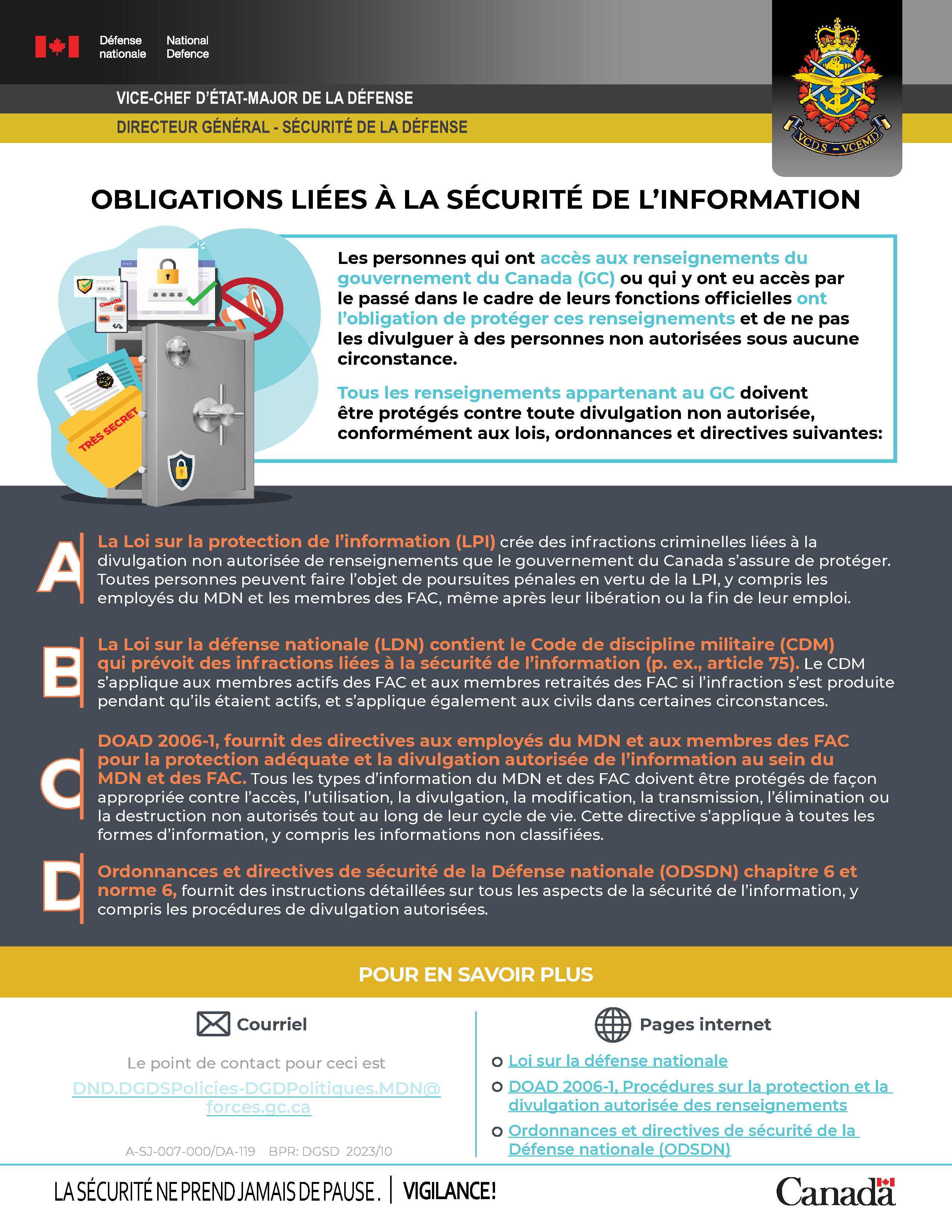 Obligations liées à la sécurité de l’information