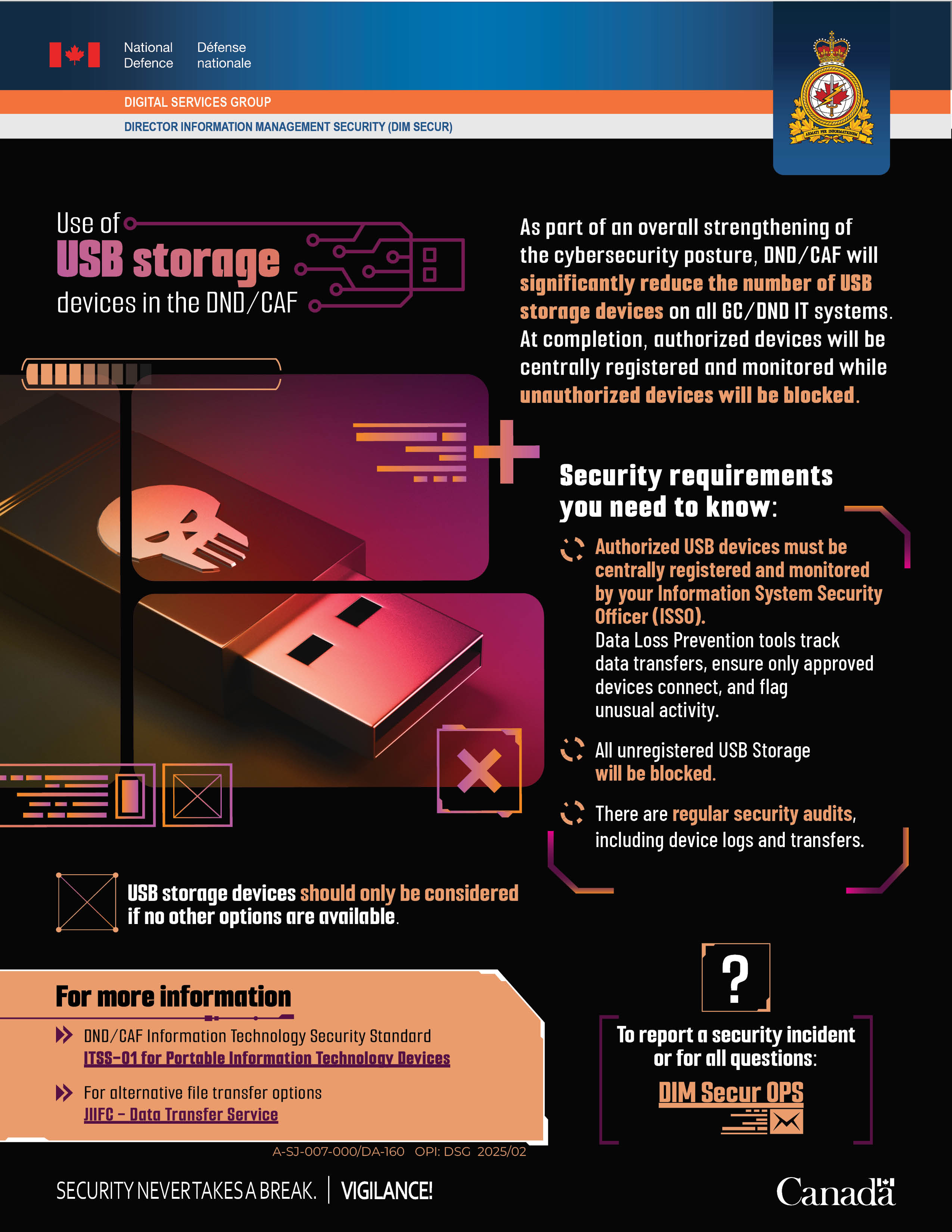 Use of USB storage devices in the DND/CAF. Text version below.