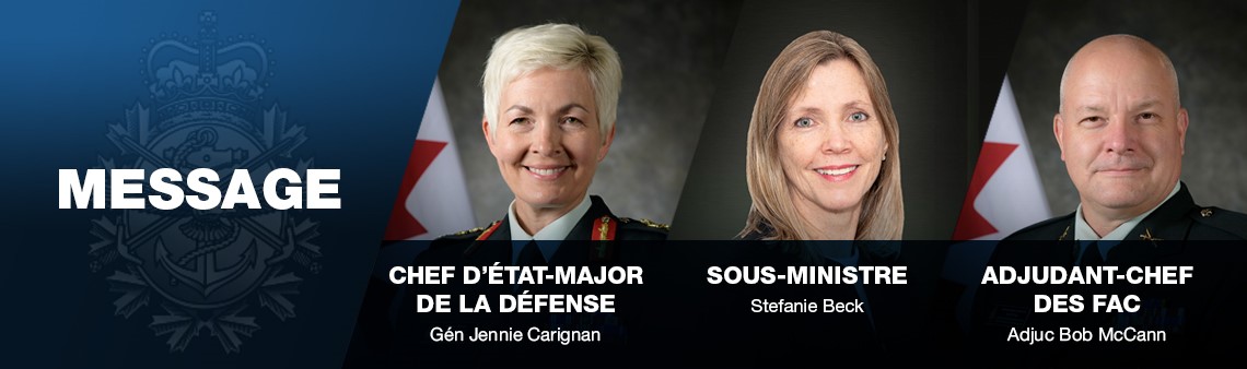 Message de la sous-ministre et de la cheffe d’état-major de la Défense