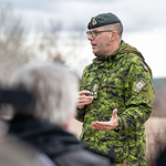 Lieutenant-General M.C. Wright, Commander Canadian Army, delivers opening remark to industry representatives at the event. Credit: Cpl Comisso