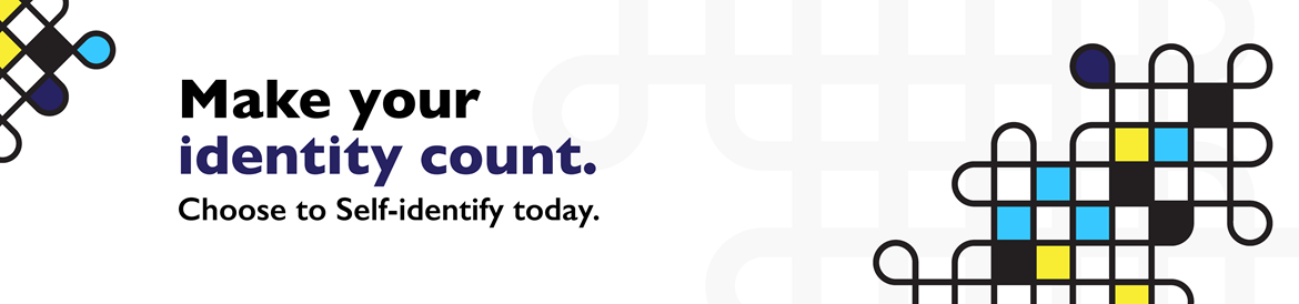 Decorative banner with the words ‘Self-ID is for everyone’ and ‘Choose to self identify today.’