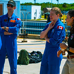 Left to right: RCAF SAR Tech Sgt Morgan Boutilier from JRCC Halifax, Col/Canadian Astronaut Josh Kutryk, Canadian Astronaut Dr. Jenni Gibbons, and Capt Erin Edwards discuss search and rescue of astronauts from space capsules should they encounter an issue on launch or landing. Its the first time SAR Techs had participated in rigorous training with their USAF rescue counterparts. Coordination to include RCAF SAR Techs was facilitated by Capt Edwards working with partners and JRCC-H, as part of her new CACO role. Photo: Mike Sparkes DoD.