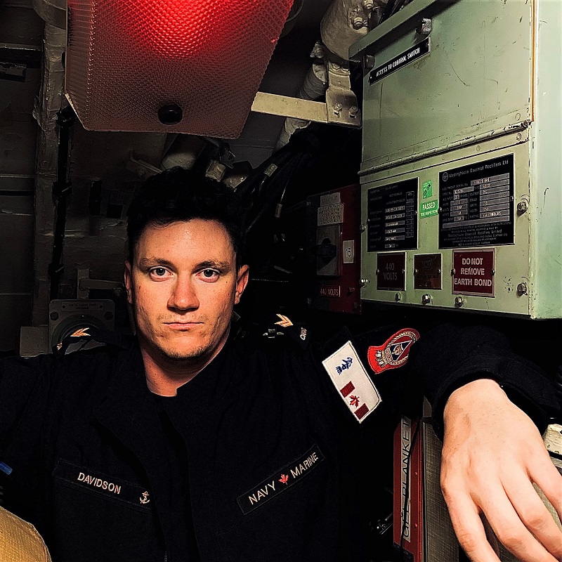 This pictures shows S1 Davidson in the machinery room of HMCS Corner Brook.