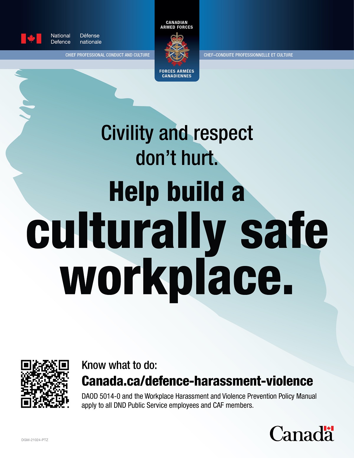 Poster 2 – Civility and respect don’t hurt. Help build a culturally safe workplace.