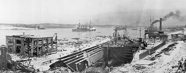 Aperçu des dégâts causés sur terre par l’explosion Halifax